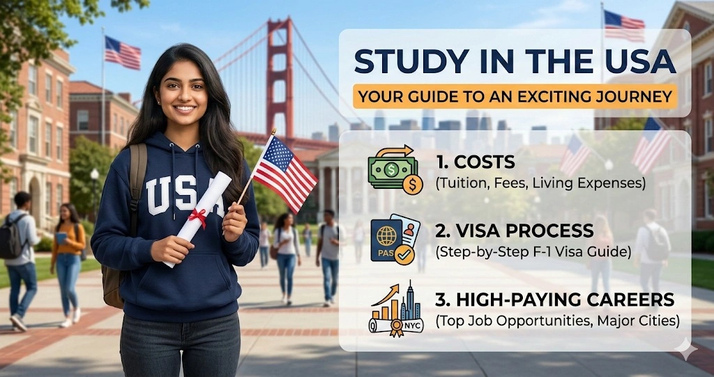 Study in the USA: Costs, Visa Process & High-Paying Career Opportunities